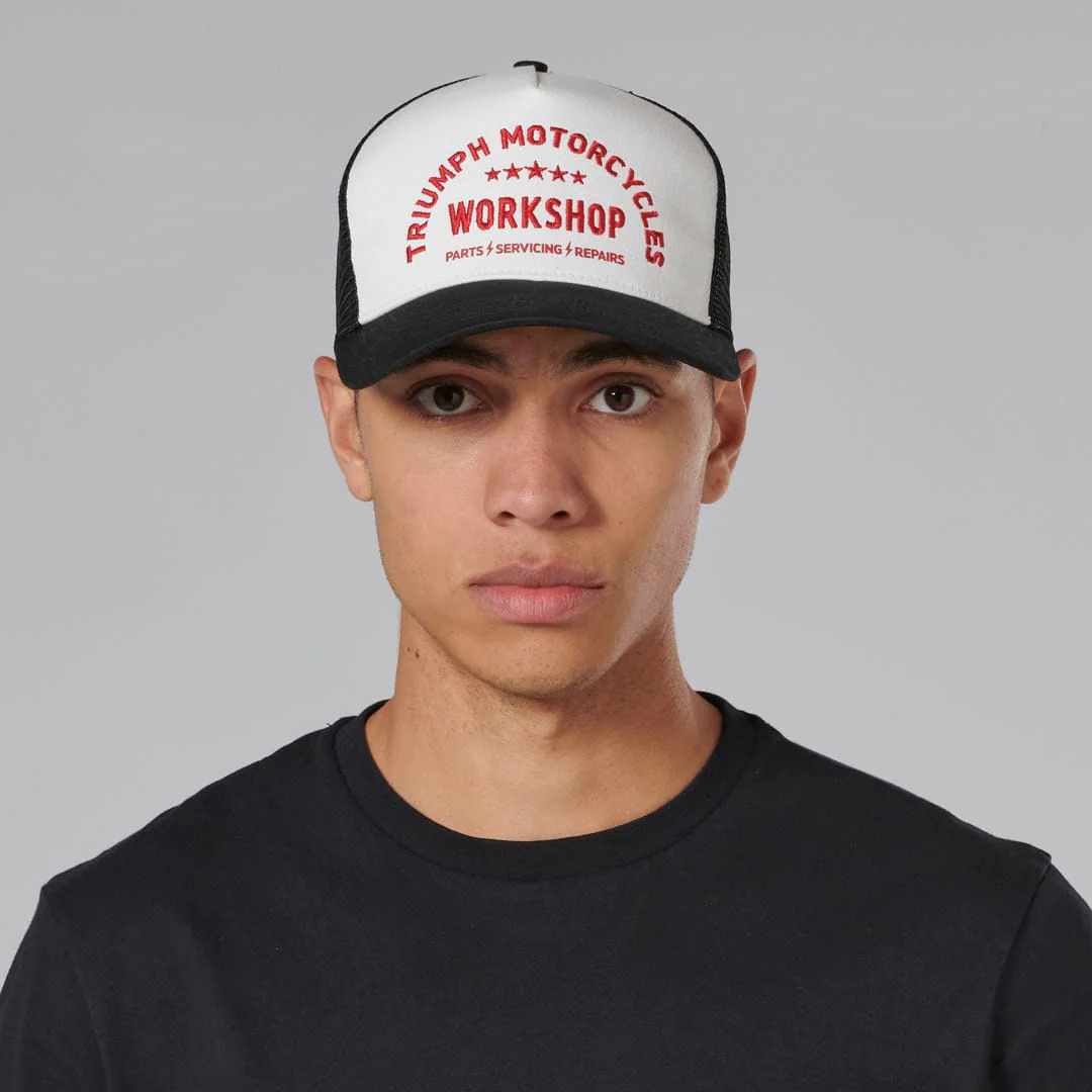 Triumph Workshop Bone & Black Trucker Baseball Cap - Image 2